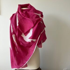 Mantero Italy Rare Cotton Printed Birds Scarf 52 inches